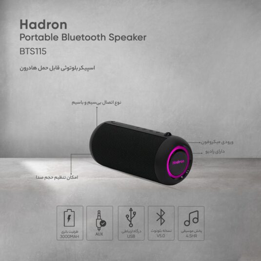 اسپیکر بلوتوثی قابل حمل هادرون مدل BTS115 - تصویر 5